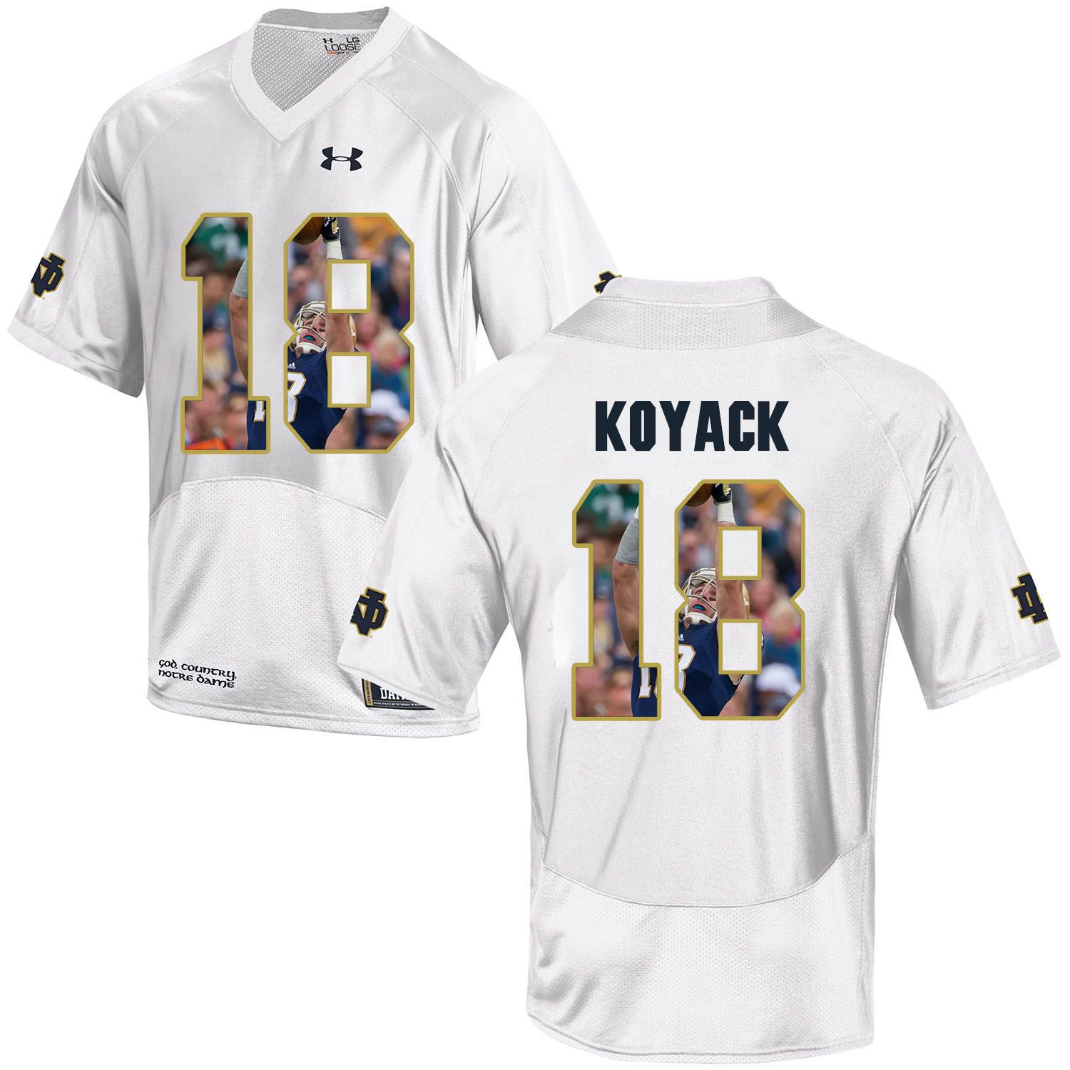 Men Norte Dame Fighting Irish #18 Koyack White Fashion Edition Customized NCAA Jerseys